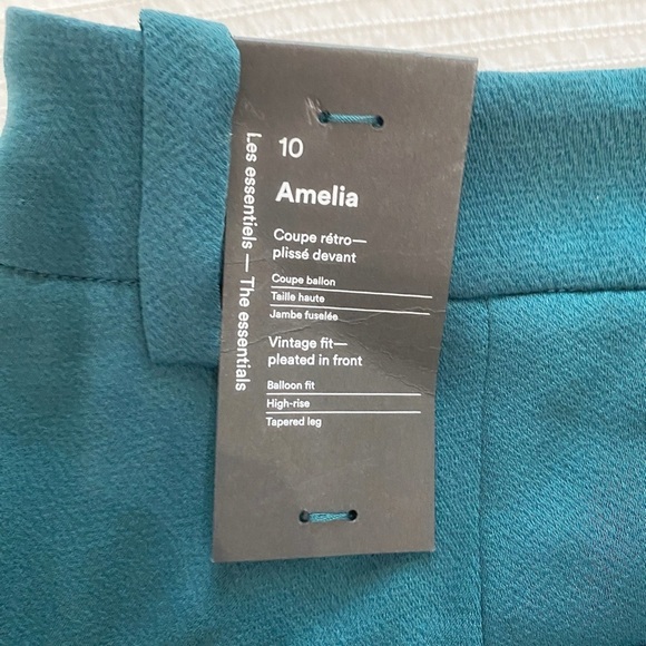 NWT FRANK & OAK AMELIA EMERALD GREEN VINTAGE FIT BALLOON PLEATED HIGH RISE PANT - Picture 8 of 10